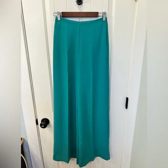 NWT MNG Green Wide Leg Trousers Size 2 High Waist Palazzo - Picture 2 of 6